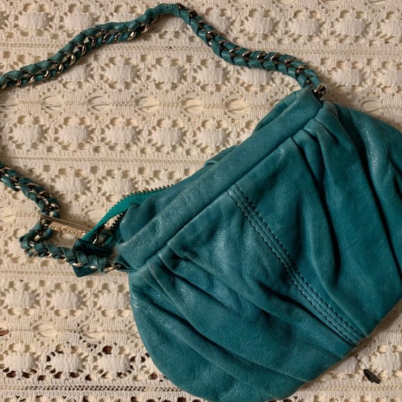 Little Lexie Night Out Turquoise Pebbled Shoulder - Picture 3 of 4